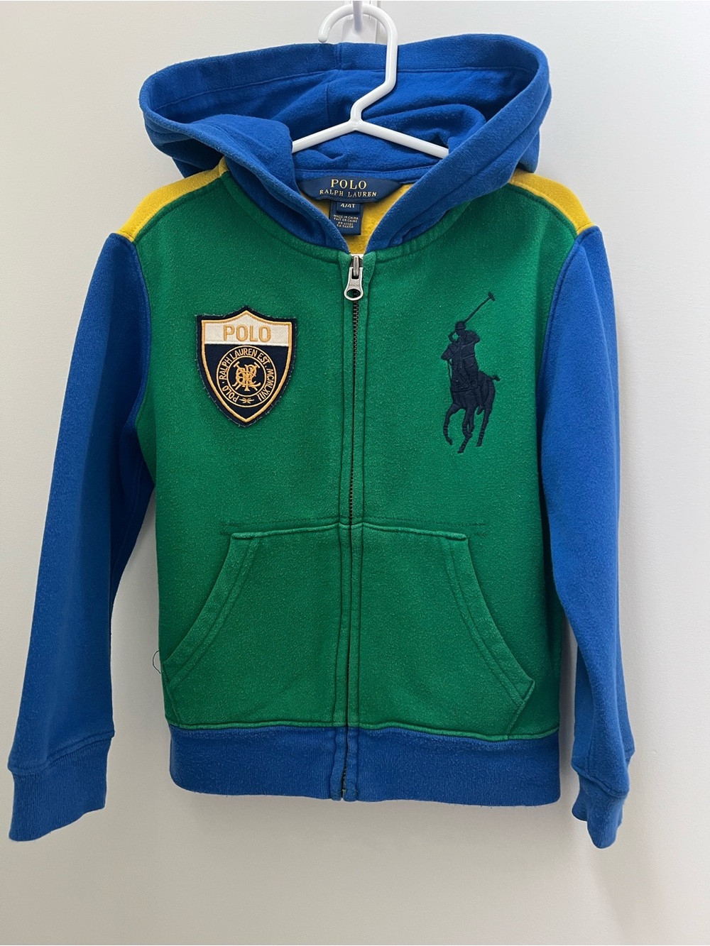Polo by Ralph Lauren Green, Blue & Yellow Hooded Zip Sweatshirt